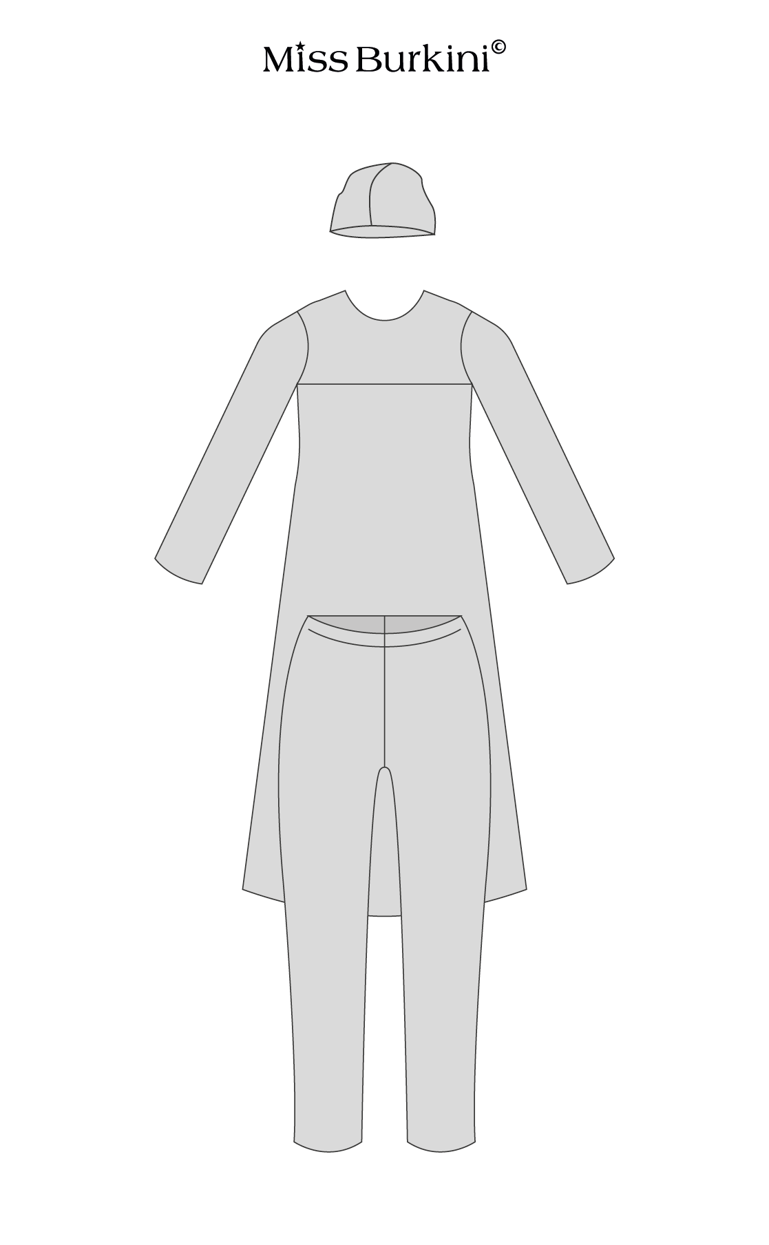 Maillot de bain islamique burkini 3 pièces Altaya labyrinthe bleu - Orientale Nation