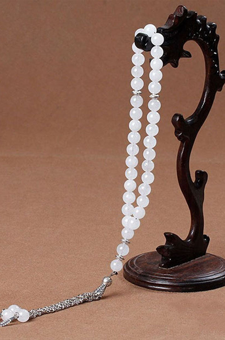 Chapelet (Sebha musulmane) de luxe à 33 perles couleur blanc avec losanges  dorés