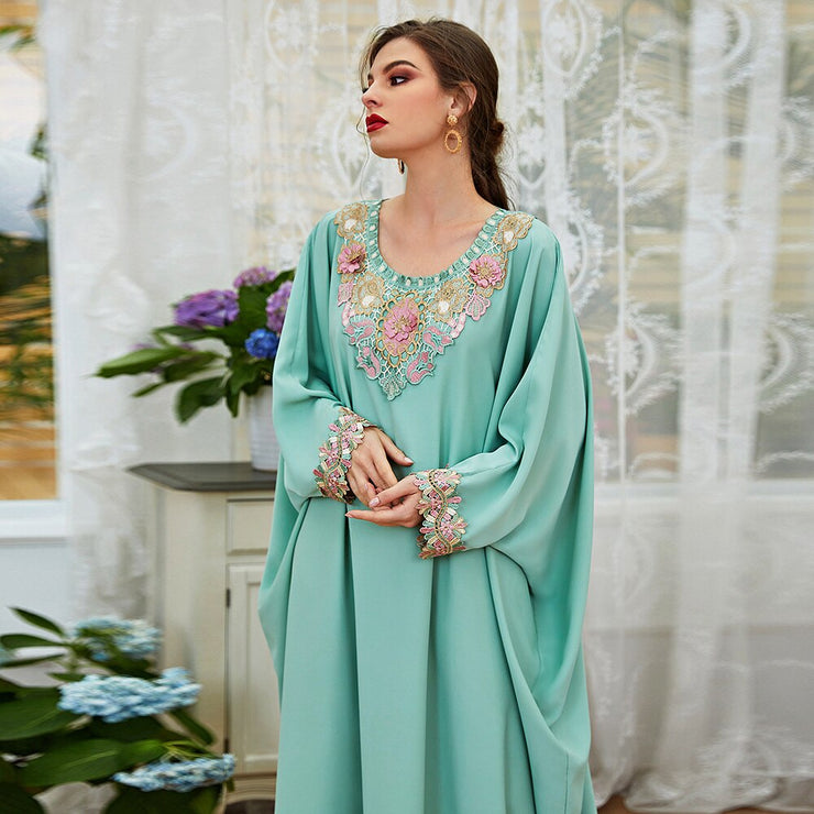 Abaya Papillon Vert D&