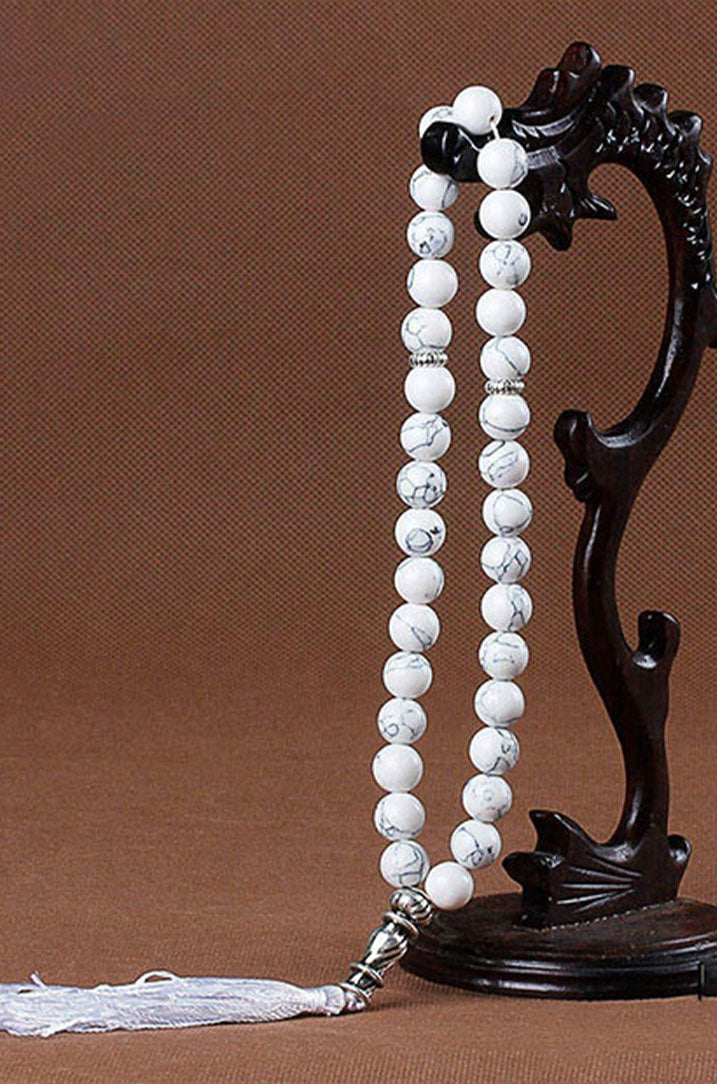 Chapelet musulman fait à la main en bois de tamarin naturel de 8 mm – 99  perles rondes avec cuivre sur pompons Sibha
